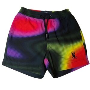 Psycho Bunny Kids Swim Trunks Tie Dye Print Drawstring Elastic Waist Size 4/XXS